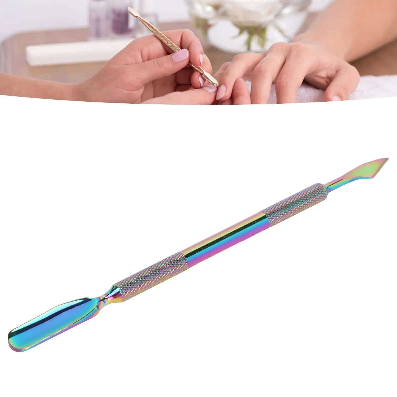 Large Stainless Steel Cuticle Pusher for salon and for beginner Manicures