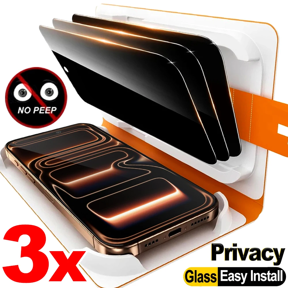1-3Sets Privacy Screen Protector Tempered Glass for IPhone17 17 Pro 17Air 17ProMax Anti-spy Films with Easy To Install Kit