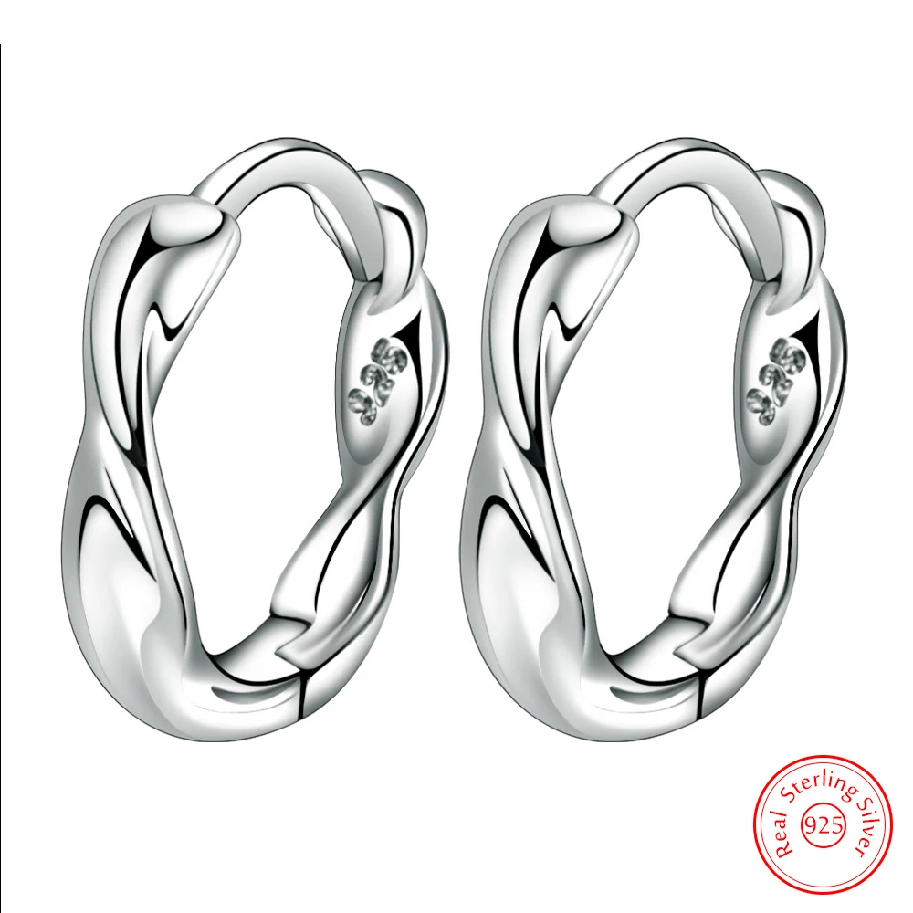 

Real 925 Sterling Silver New Lady's High Quality Fashion Jewelry Fold Hoop Earrings XY0129