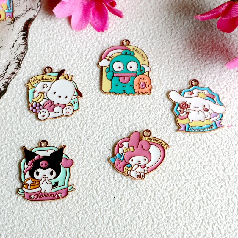 10PCS Bigger Sanrio Metal Pendant Colorful Anime Kawaii Alloy Charms DIY Necklace Bracelet Keychain Dangle Decoration Accessory