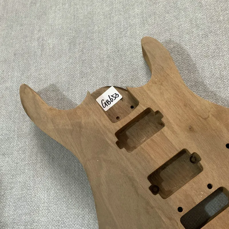 Solid Redwood NO Paints Electric Guitar Body  HH Pickups Two Points Fixed Tremolo DIY Guitar Parts Surface Dirty  GB653