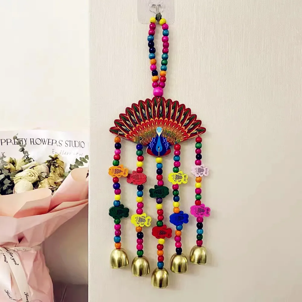 Hot Selling Chinese National Creative Peacock Straw Weaving Travelling Keepsake/Home Hanging Decorate Ornaments Wind Chimes