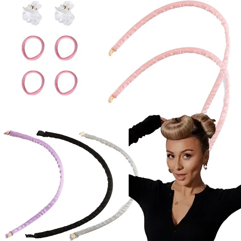 2 unids/set de rizos de pelo sin calor perezosos con Clips, varilla rizadora de onda grande, diadema, rodillos para el cabello, varillas flexibles para dormir, herramientas de estilismo para el cabello