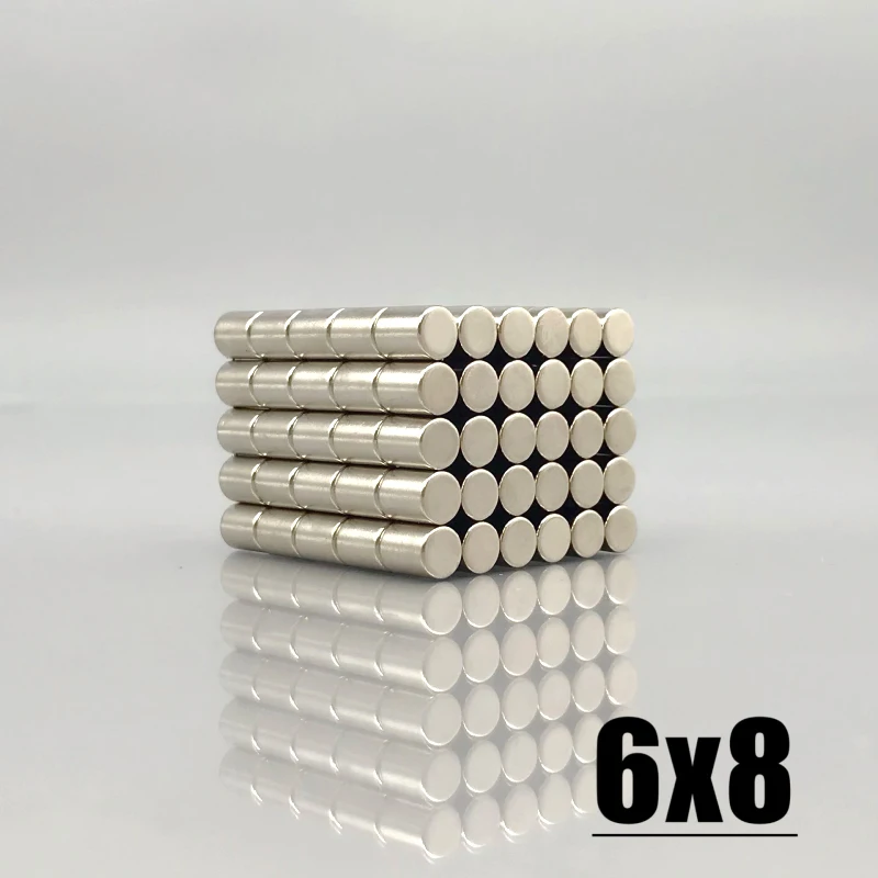 10/20/50/100/200/500/1000Pcs 6x8mm NdFeB 6mm x 8mm Neodymium Magnet Super Powerful Round Permanent Disc 6*8 Magnetic imanes