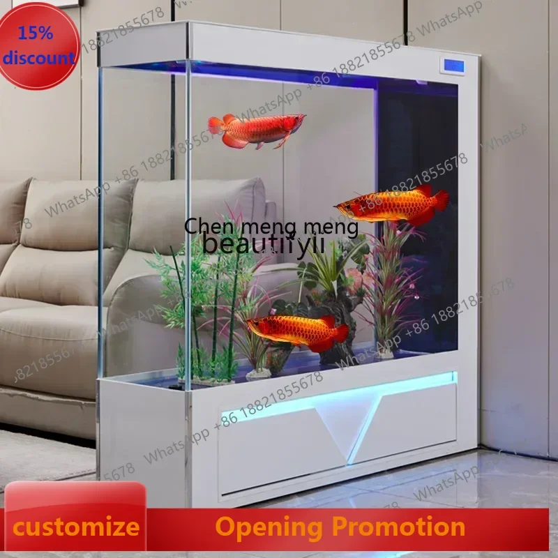 

ss7486 new style Fish Tank Living Room Super White Glass Large Smart Light Luxury Home Floor Aquarium Side Filter Change Water