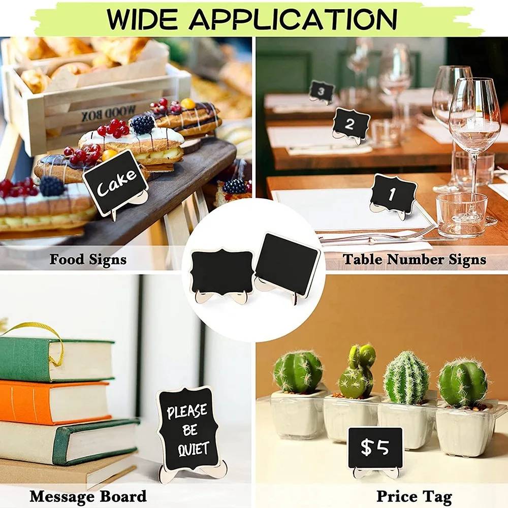 ABUH-Mini Chalkboard Sign 20 Pack Food Labels For Party Buffet, Wooden Small Chalk Board Signs With Easel Stand For Food Tags