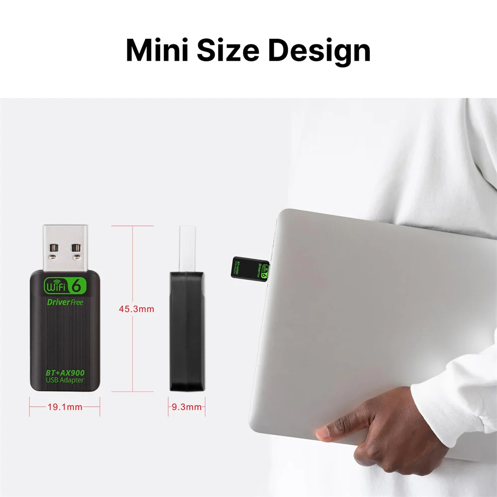 WiFi 6 AX900 BT 5.4 USB Adaptador WiFi USB WiFi Dongle Bluetooth 5.4 Dual Band 2.4G/5GHz para Win10/11 Laptop Desktop