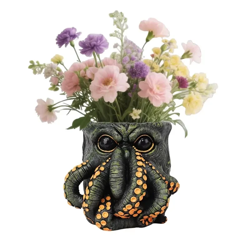 Custom Octopus Flower Planter Resin Unique Novel Design Flower Pot Whimsical Plant Pot for Home Decor