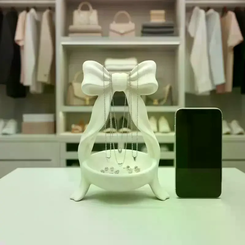 

Bow Shaped Storage Tray 3D Ring Earring Holder Jewelry Organizer for Bedroom Living Room Desk Decor