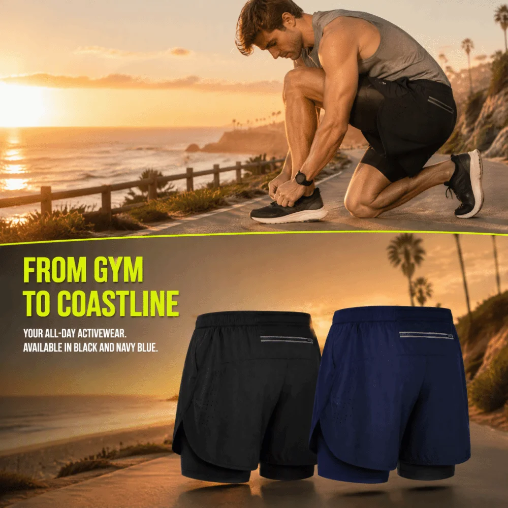 Comfortable 2 in 1 Design Running Shorts With Pockets High Waist Workout Shorts Built-in Liner Athletic Shorts Tennis Sport