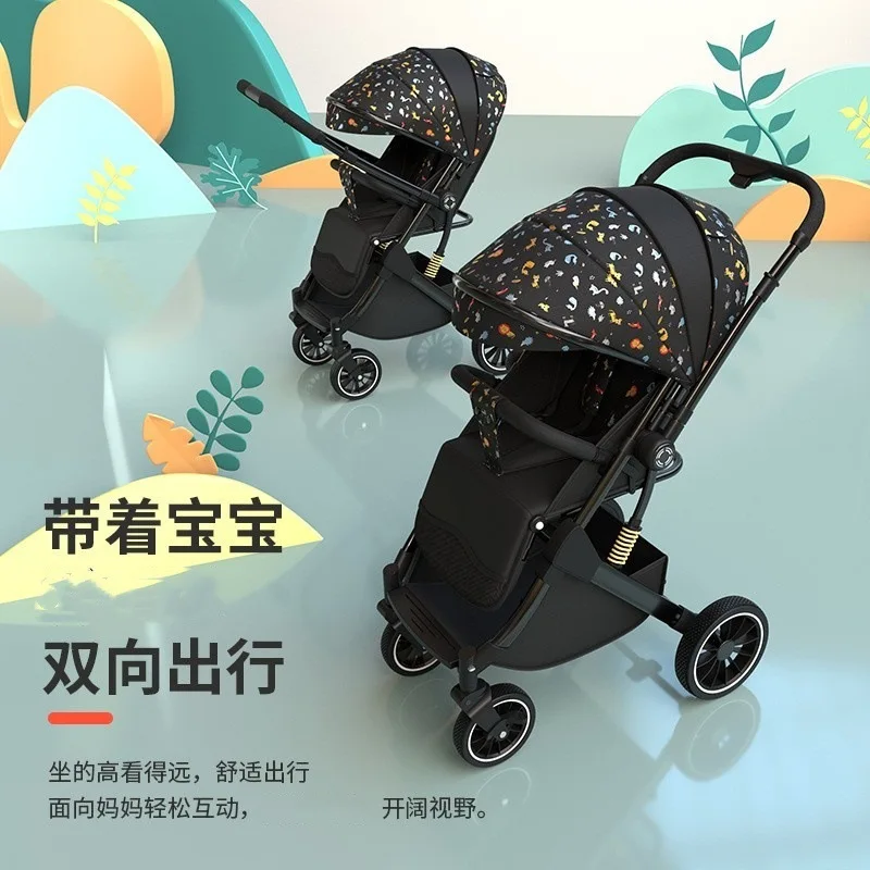 

Bidirectional Baby Stroller Can Sit Lie Down Shock Absorb Lightweight Foldable Baby Stroller for Newborns Aged 0-3 Y