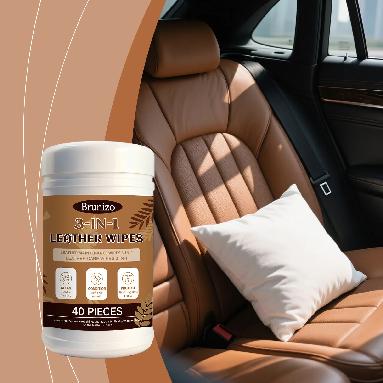 

40Pcs Leather Cleaner & Conditioner Wipes Disposable Car Leather Wipes Conditioning Wipes Plastic Leather Restore Polish