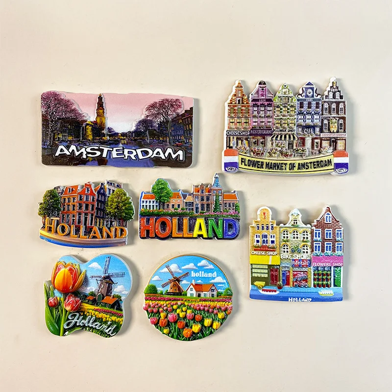 

European Netherlands Amsterdam Fridge Magnets- Canal Houses, Tulips,Windmills & "Holland",Refrigerator Magnets, Home Decor Items