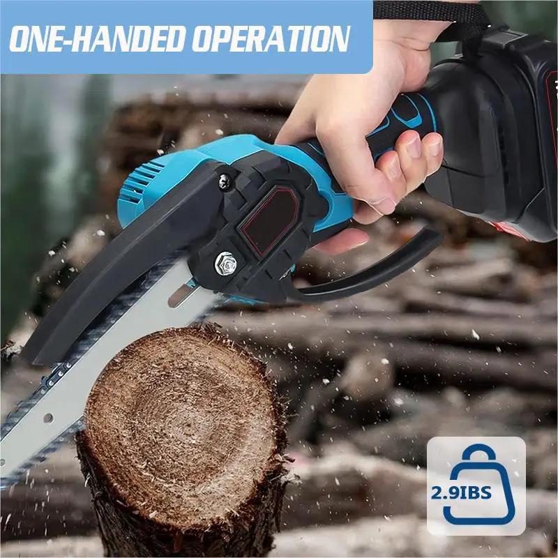 6 Inch 21V Mini Powerful Cordless Electric Chain Saw Woodworking Handheld Pruning Chainsaw Wood Garden Cutting Tool for Makita