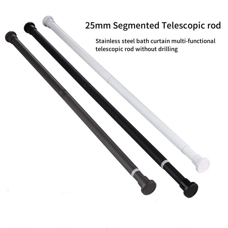 

Многофункциональный телескопический стержень из нержавеющей стали без сверления, 25 мм, карниз для ванной комнаты, опорный стержень для дверных штор
