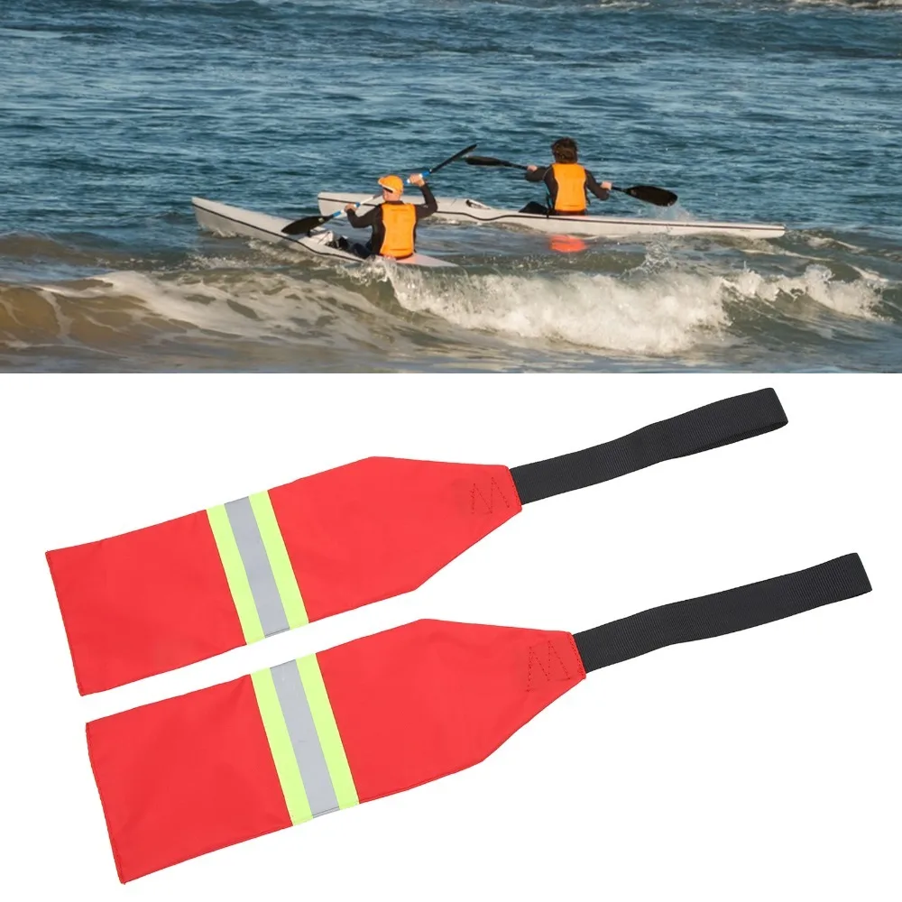 2PCS Portable Oxford Fabric Kayak Warning Flag Red High Visibility Kayak Travel Flag Kayak Towing Flag for Canoeing
