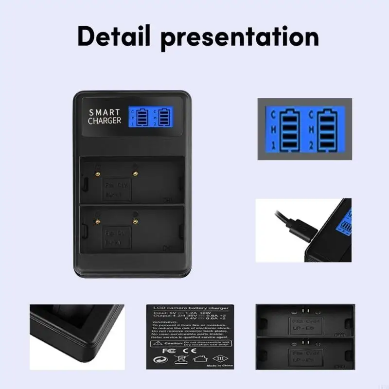 D5BB Compact BLH1 LCD-Doppelschlitz-Ladegerät USB-Ladebasis für EM1 Markii EM1-2 EM1 Mark 2 Kamera Batterie Ladegerät
