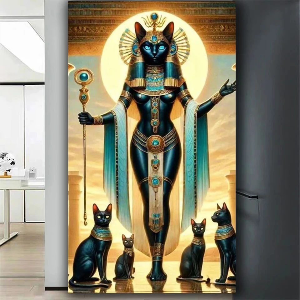 القط المصري الملكة DIY الماس اللوحة كامل الماس الفسيفساء حجر الراين التطريز ديكور المنزل الفن كيت