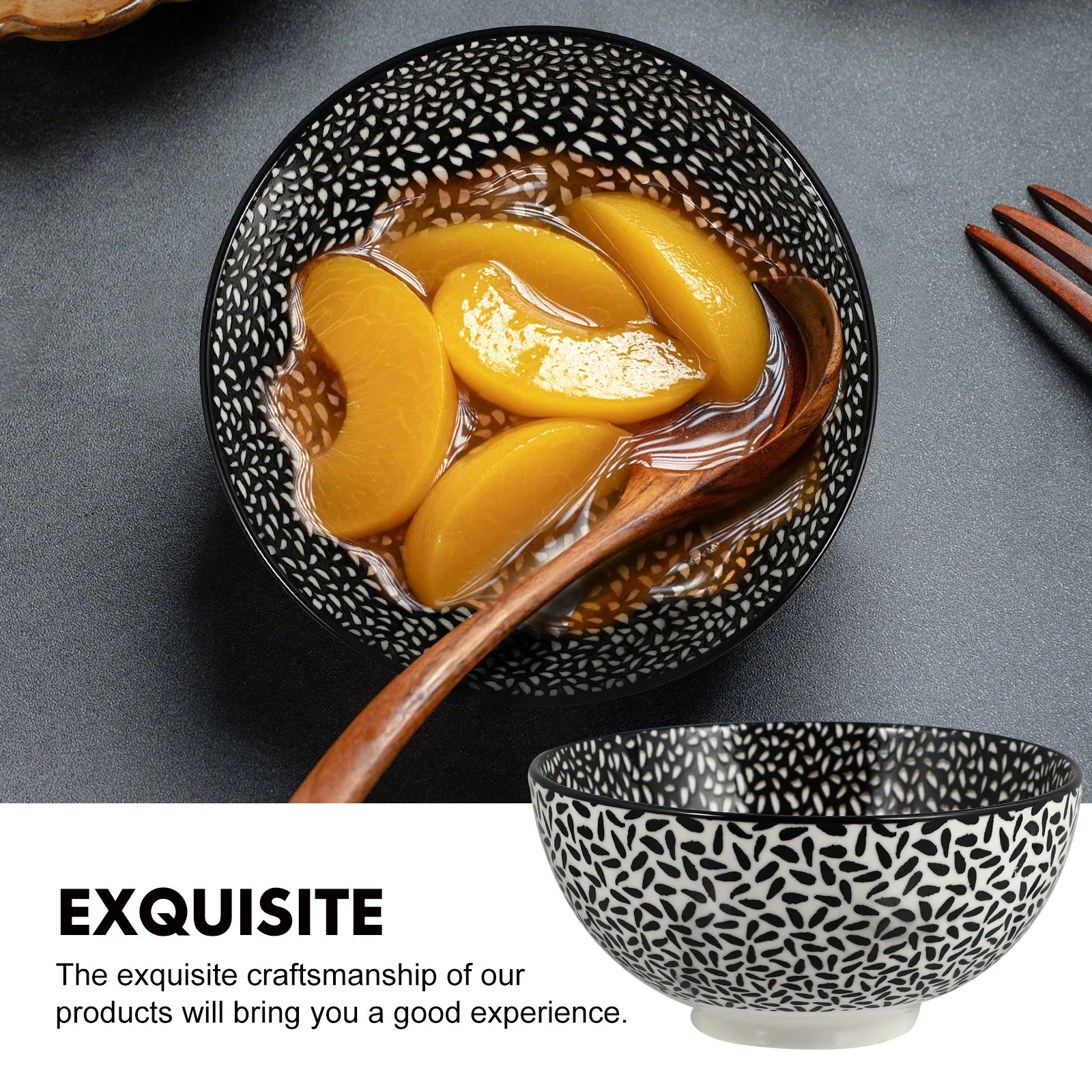 

1Pcs Ceramic Rice Bowl Kitchen Salad Food Serving Bowl Easy Clean Anti Slip Heat Safe Rice Container