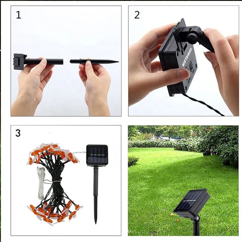 Solar LED Light String Waterproof 50 LED Cute Bee Outdoor Light Garden Patio Party Christmas Tree Honeybee Starry Decor Lamp image 6