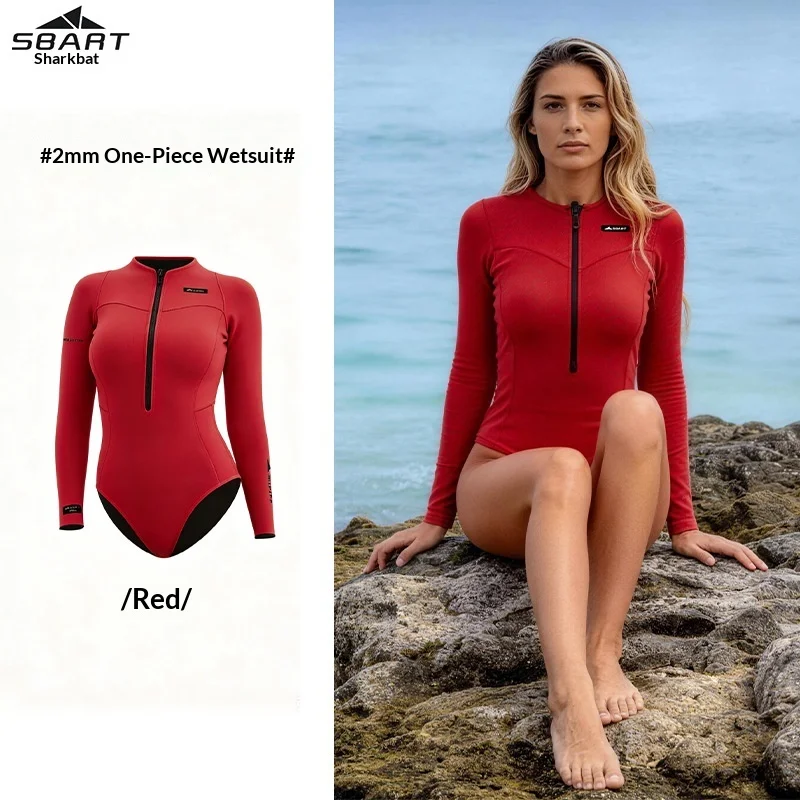 2MM Women Bikini One Piece Diving Wetsuit, Jellyfish Resistant, Thermal Sun Protection Wet Suit for Surfing Freedive