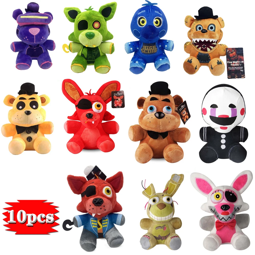 10pcs FNAF Plush Toys Kawaii Freddys Animal Foxy Bonnie Bear Ribbit Stuffed Plush Toys In Stock Plush ​Birthday Gift for Ki