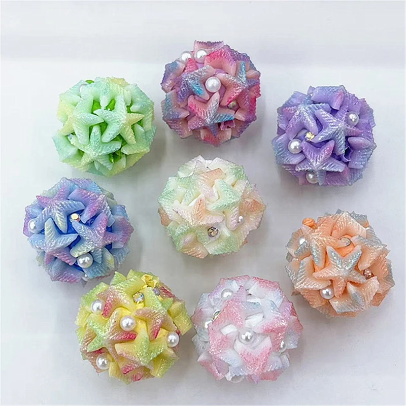 20MM Clay Flower Ball Colorful Gradient Five Pointed Star Bead 30PCS Diamond DIY Beaded Pen Mobile Phone Chain Car Hanger