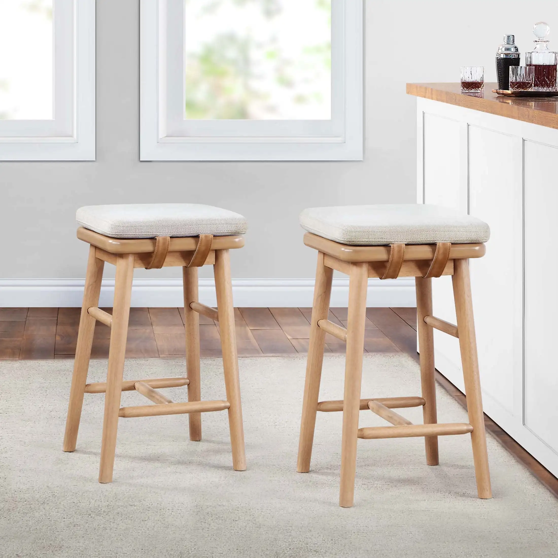 Springwood Barstool, Set of 2, Light Honey Finish