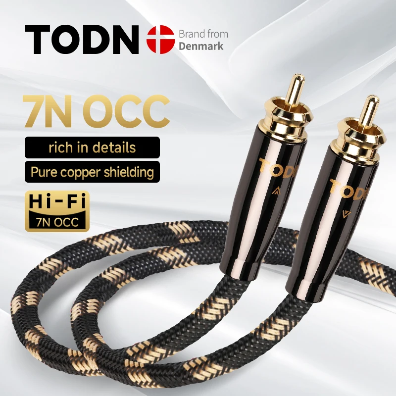 TODN Premium Audiokabel 75Ω SPDIF 7N OCC Stecker-zu-Stecker Koaxial-RCA-Kabel für Soundbar CD DVD Digital-TV