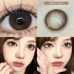 OVOLOOK-(2pcs) Natural Prescription Lenses Fashion Beauty Pupils Myopia Color Contact Lenses for Eyes Blue Green Brown Gray Lens