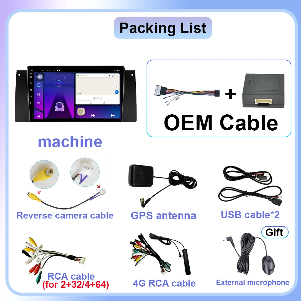 Android 14 Auto Radio Carplay WIFI 4G Car Multimedia GPS 2din autoradio NO 2IDN For BMW 5 E39 1995 - 2003 E53 X5 M5 2 din - view 6