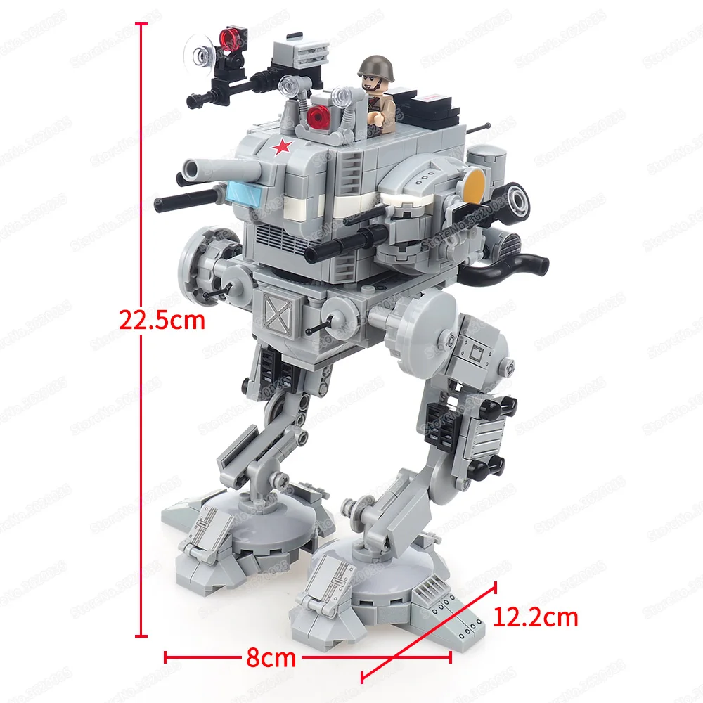 Walking Armor ST-1 Machine Building Block MOC WW2 Walking Tank Military figures Equipment Weapons War Scene Model Gifts Boy Toys