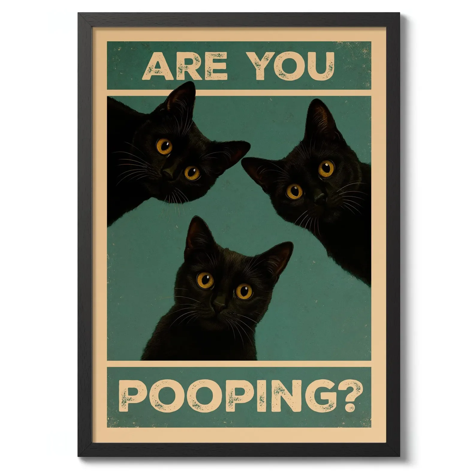 (2D Canvas Painting) Are You Pooping? Cats Poster, Bathroom Jokes Print, Funny Toilet Wall Art Decor, Typography Cat Print, G