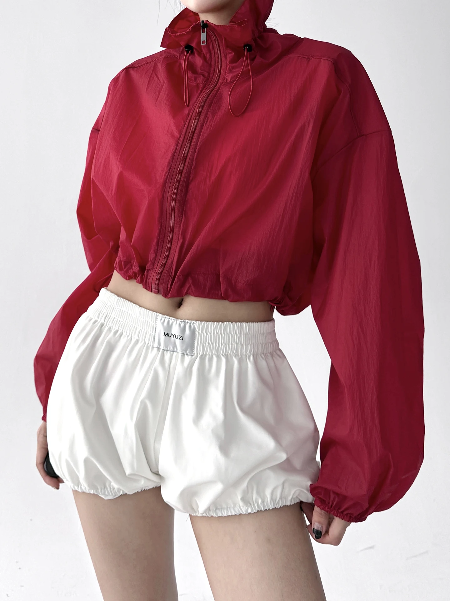 Spring Summer New Faionable Blooming Stand Collar Zipper ort Coat Women Thin Dstring Outdoor Sun Protection Top