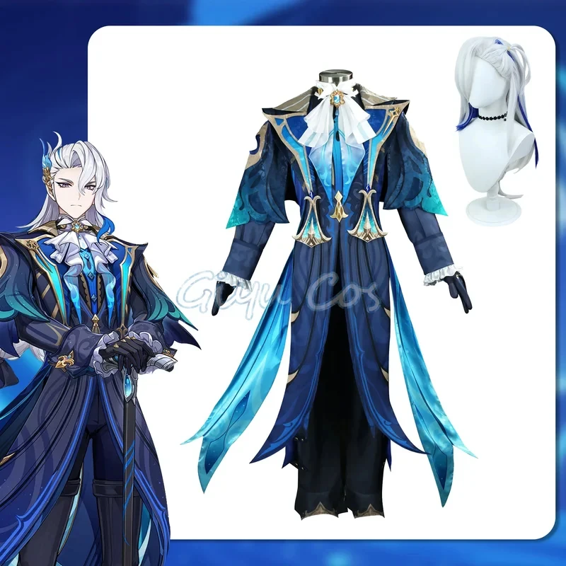

❤2026❤ Genshin Impact Neuvillette Cosplay Costume Adult Carnival Uniform Wig Anime Halloween Party Costumes Masquerade Women Ga❤
