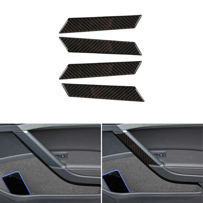 For VW Golf 7 MK7 VII 2013 2014 2015 2016 2017 4pcs Carbon Fiber Interior Window Door Panel Trim Cover Strip