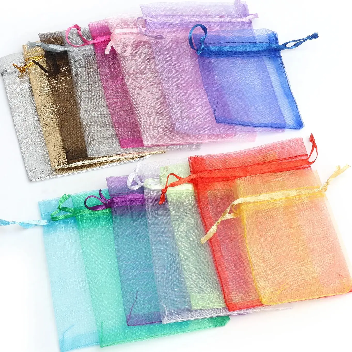 50pcs Colorful Mix Organza Jewelry Packaging Pouches Bag Drawstring Bag Wedding Jewelry Pouch Christmas Gifts Wholesale Fingding