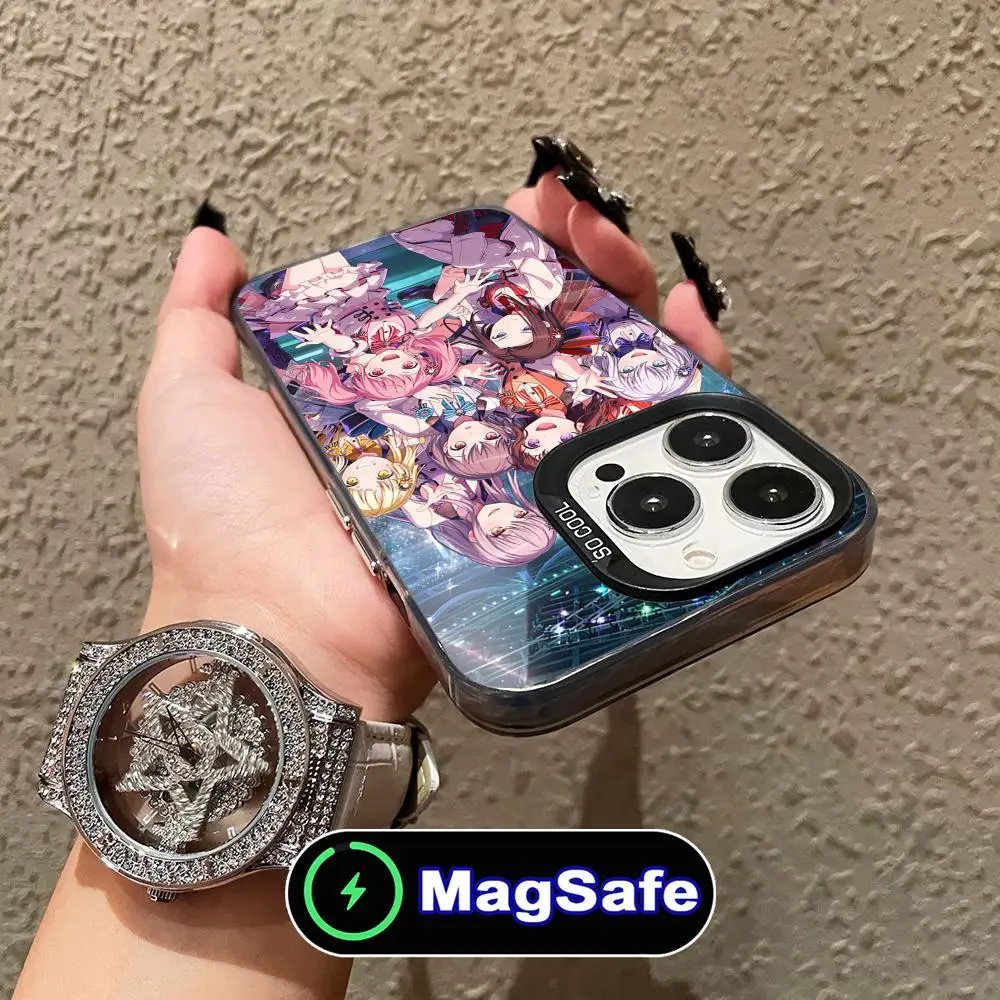 حافظة هاتف محمول عصرية من BanG Dream لهاتف آيفون 16 15 14 13 12 11 Pro Max Plus MagSafe طباعة ملونة شفافة فاخرة وجميلة