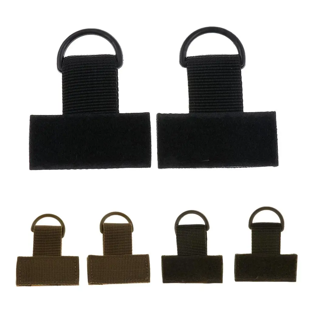 2pcs MOLLE Nylon Webbing T Hook & Loop D Ring Black/Tan/Army Green