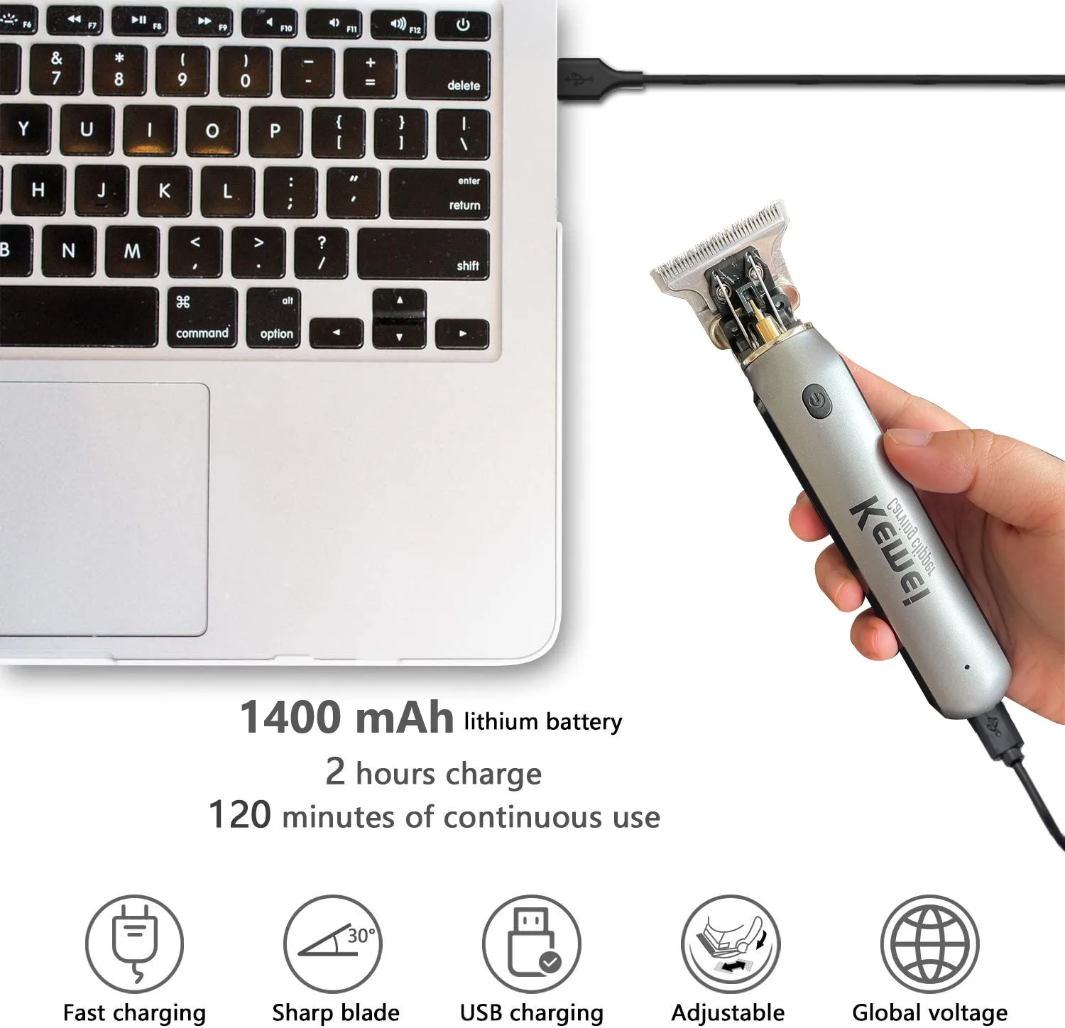 KEMEI Elektrische T9 Haarschneidemaschine Herren Haarschneidemaschine Professioneller gravierbarer Trimmer Wiederaufladbarer Ölkopfschneider KM-1757 – Detail 3