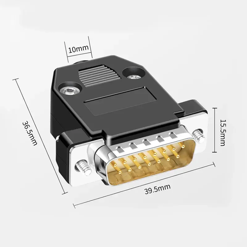 DB15 2 Rows Welding Male Female Connector 15 Pin Soldering Plug Serial Port Connector Black DB 15Pin Butt Joint Plug Adapter