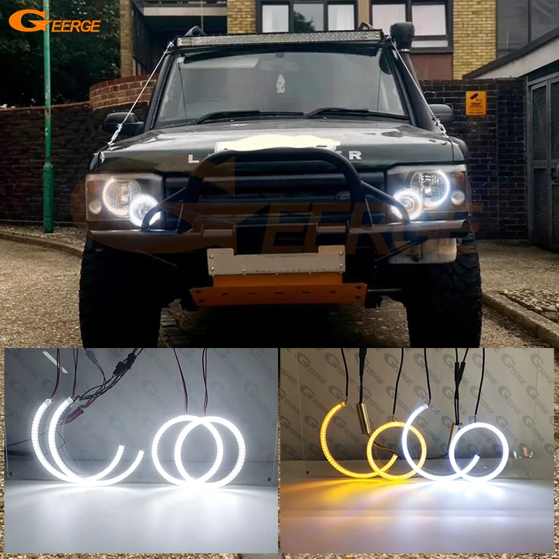 

For Land Rover Discovery II 2 2003 2004 Ultra Bright Switchback DRL Turn Signal LED Angel Eyes Kit Halo Rings