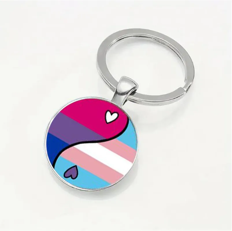 Keychain Glass Patch Keychain Car Keychain Non binary Asexual Ace