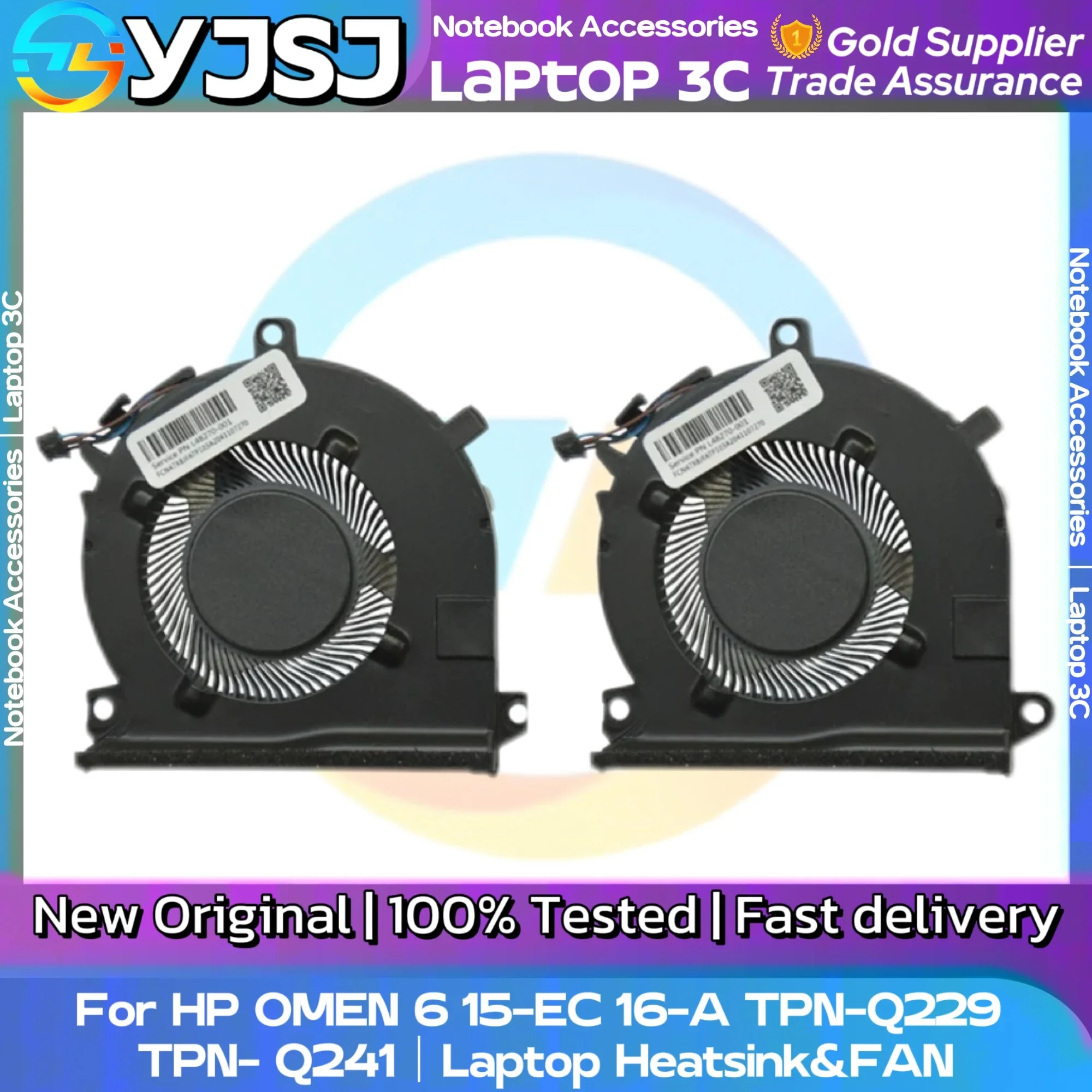 New Original Laptop built-in CPU Cooling Fan For HP OMEN 6 15-EC 16-A TPN-Q229 TPN- Q241 L77560-001 Laptop Heatsink&FAN