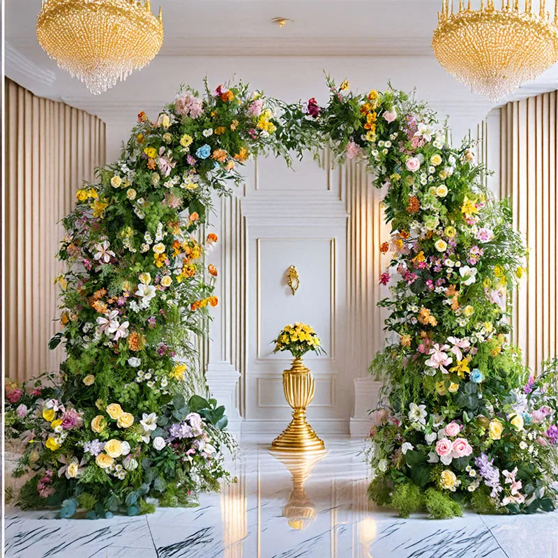 

210CM Artificial Gesang Flower Forest Horn Arch Flower Arrangement Proposal Event Background Window Wedding Decoration Rose
