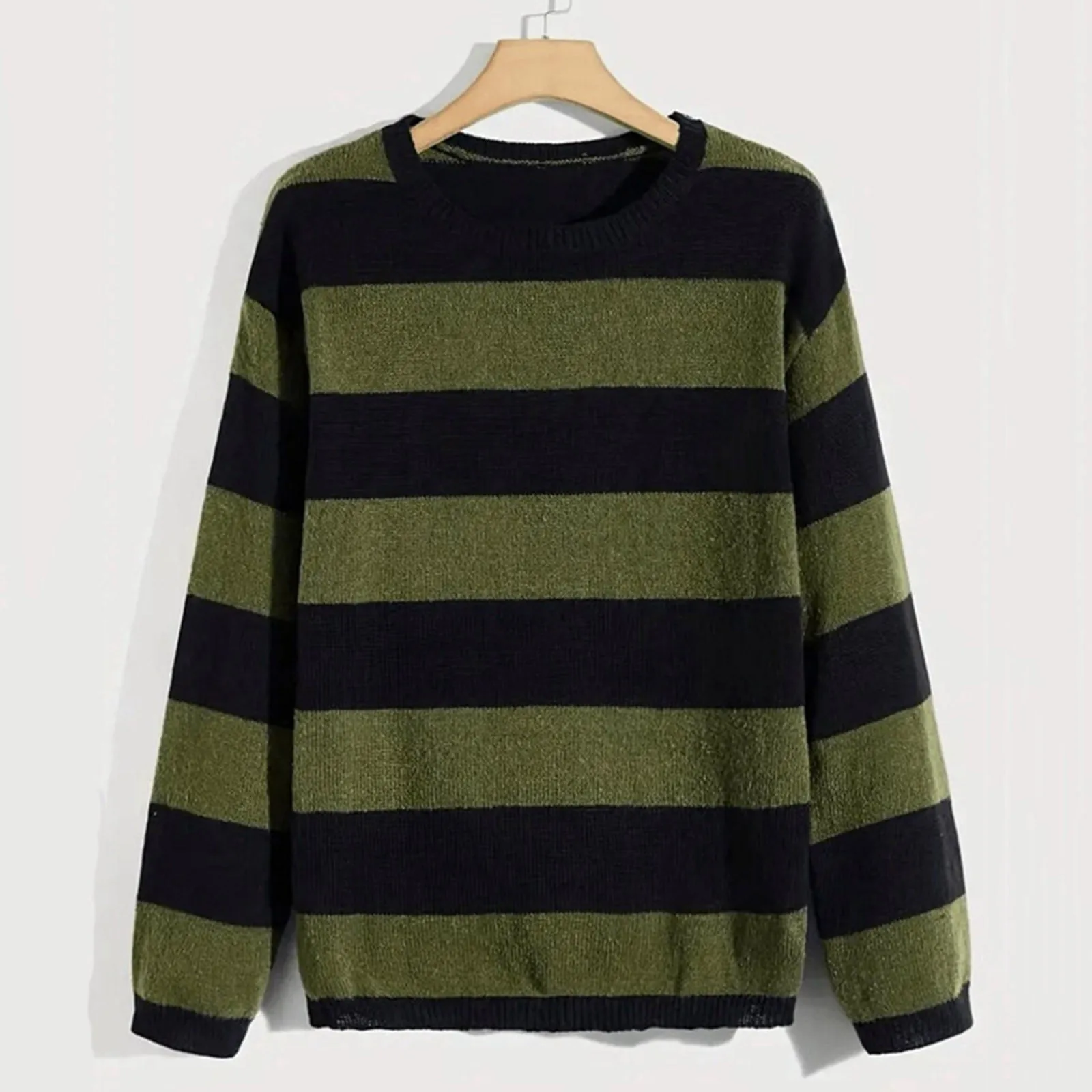 

Men Striped Sweater 2023 Autumn Winter Fashion Knitted Round Neck Pullovers Men Casual Sweater Male Clothes New