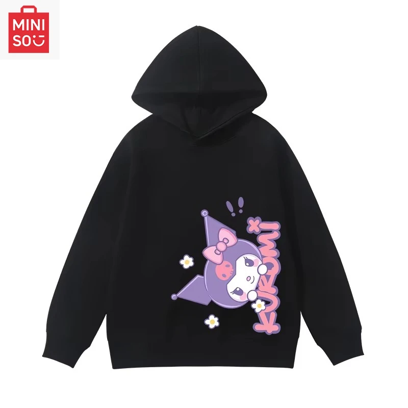 

Sanrio kuromi cartoon creative print Girls' sweatshirt for autumn and winter casual, comfortable and warm hooded sweatshirt