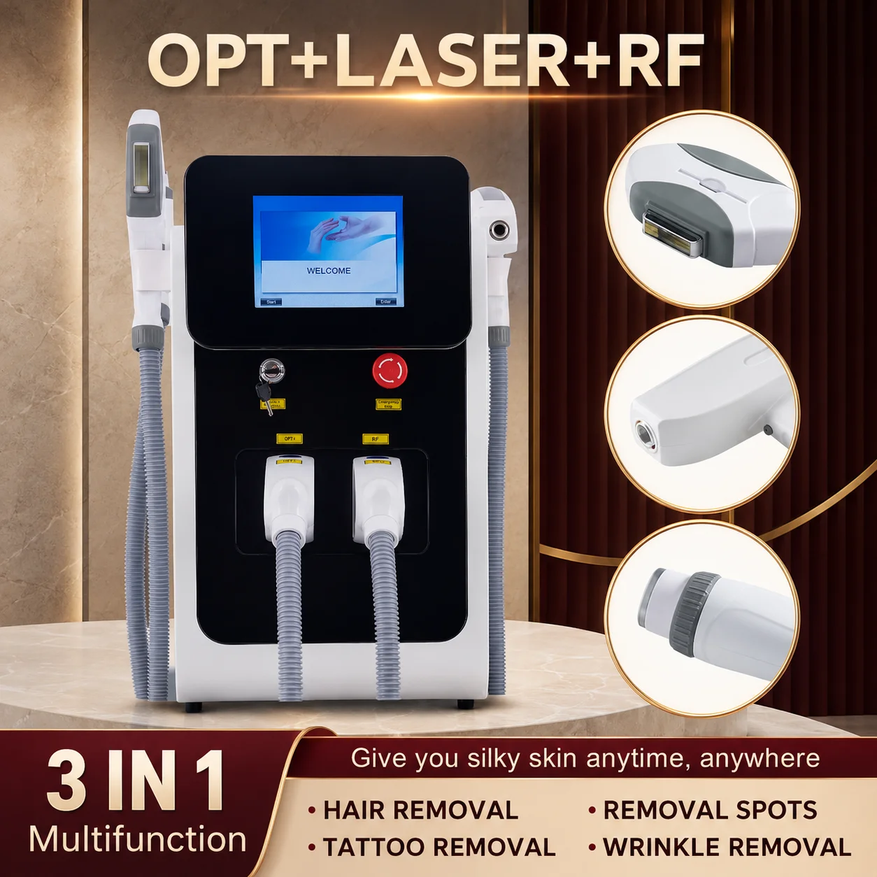 Opt Ipl Laser Hair Removal Machine - Máquina a laser 3 em 1