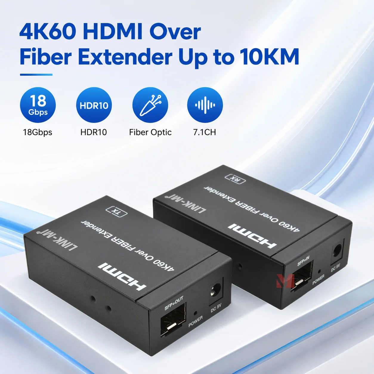 HDMI Extender 4K60Hz 18Gbps HDMI Over Fiber 10KM Single Mode SFP HDMI Transmitter Receiver HDCP 2.2 Fiber Extender