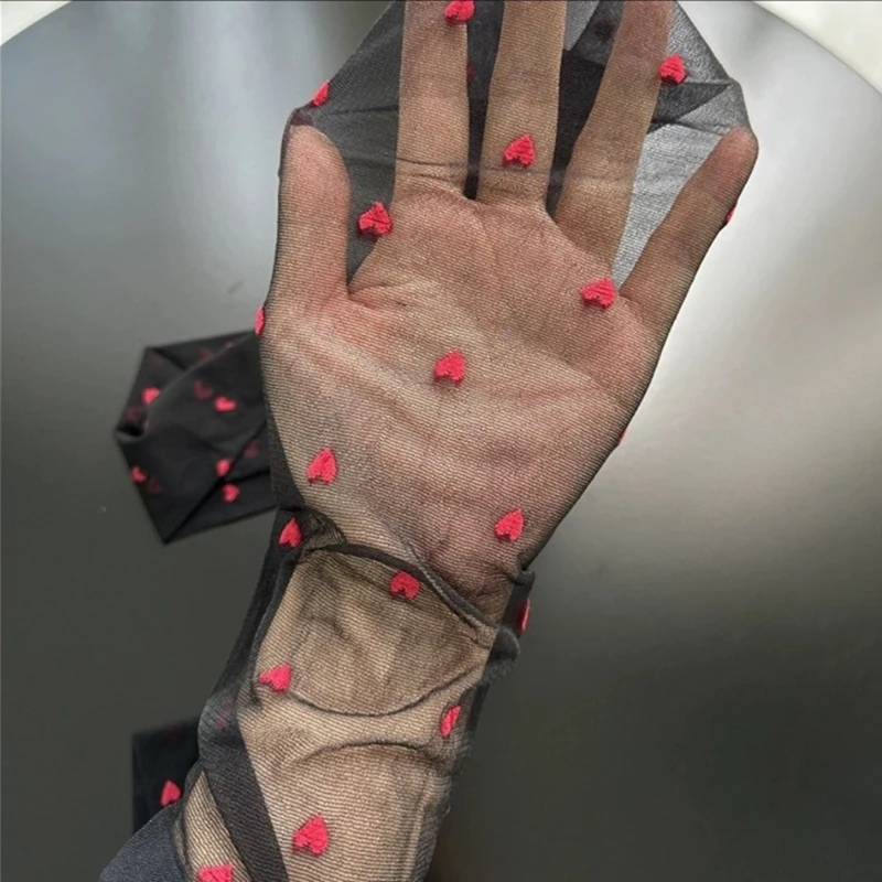 Sexy schwarze Strümpfe Frauen Herz Strumpfhosen kleine Strümpfe dünne Vintage Faux Tattoo Oberschenkel schiere Strumpfhosen weibliche elastische Strumpfwaren – Detail 3